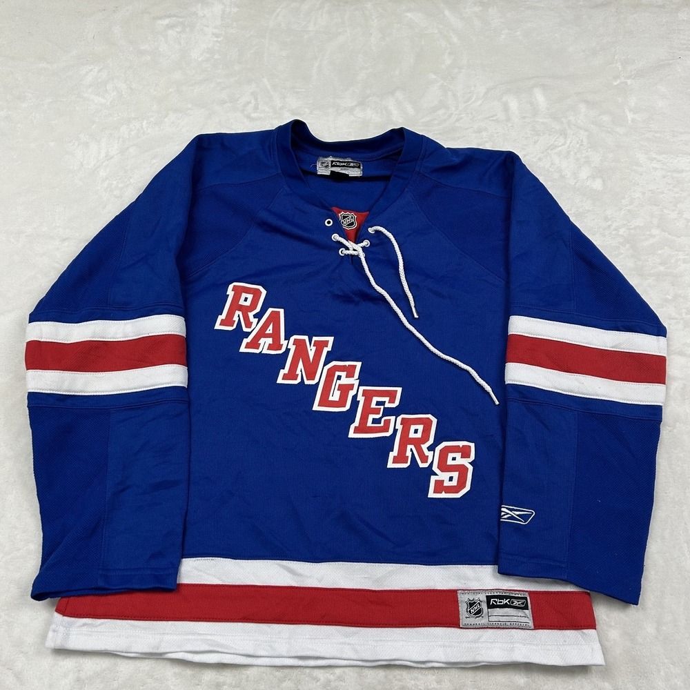 Reebok Hockey Jersey Kids XL Blue NHL New York Rangers Lace Up Neck 7168W
